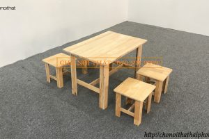 Bộ bàn ghế cafe mini ghế đôn sơn bóng