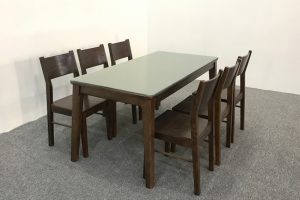 Bộ bàn ăn gỗ sồi mặt kính 6 ghế