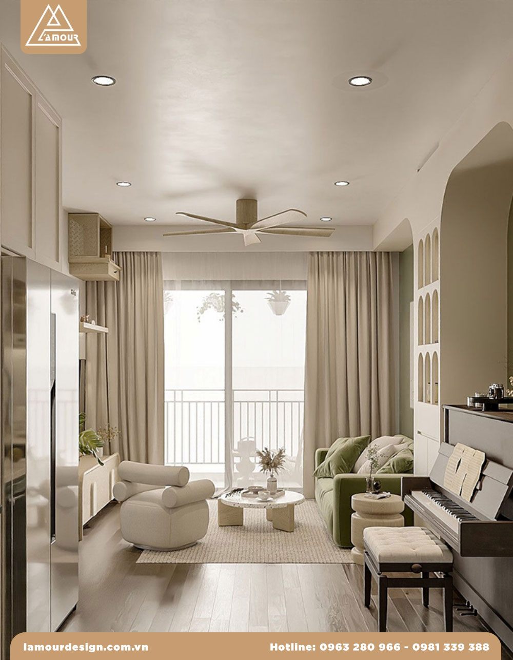 Tham khảo mẫu thiết kế căn hộ chung cư 50m2 2 phòng ngủ từ L’amour Design 2 Lamour Design 001