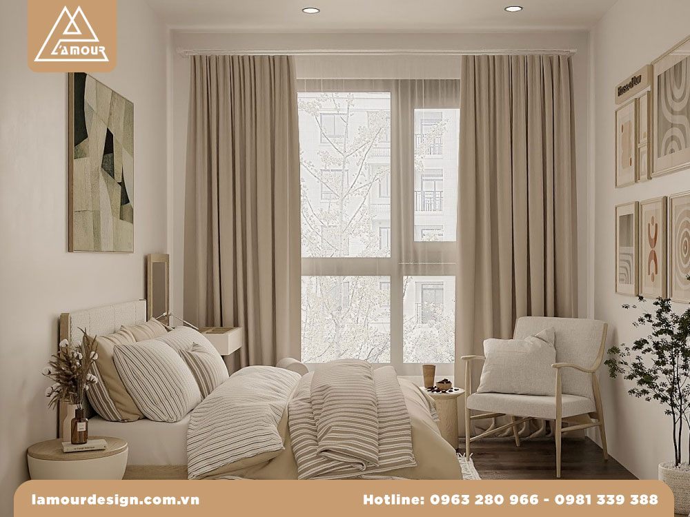Tham khảo mẫu thiết kế căn hộ chung cư 50m2 2 phòng ngủ từ L’amour Design 3 Lamour Design 002